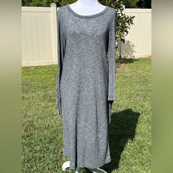 Zadig & Volitaire grey western winter fringe midi dress Sz S - Picture 3 of 6